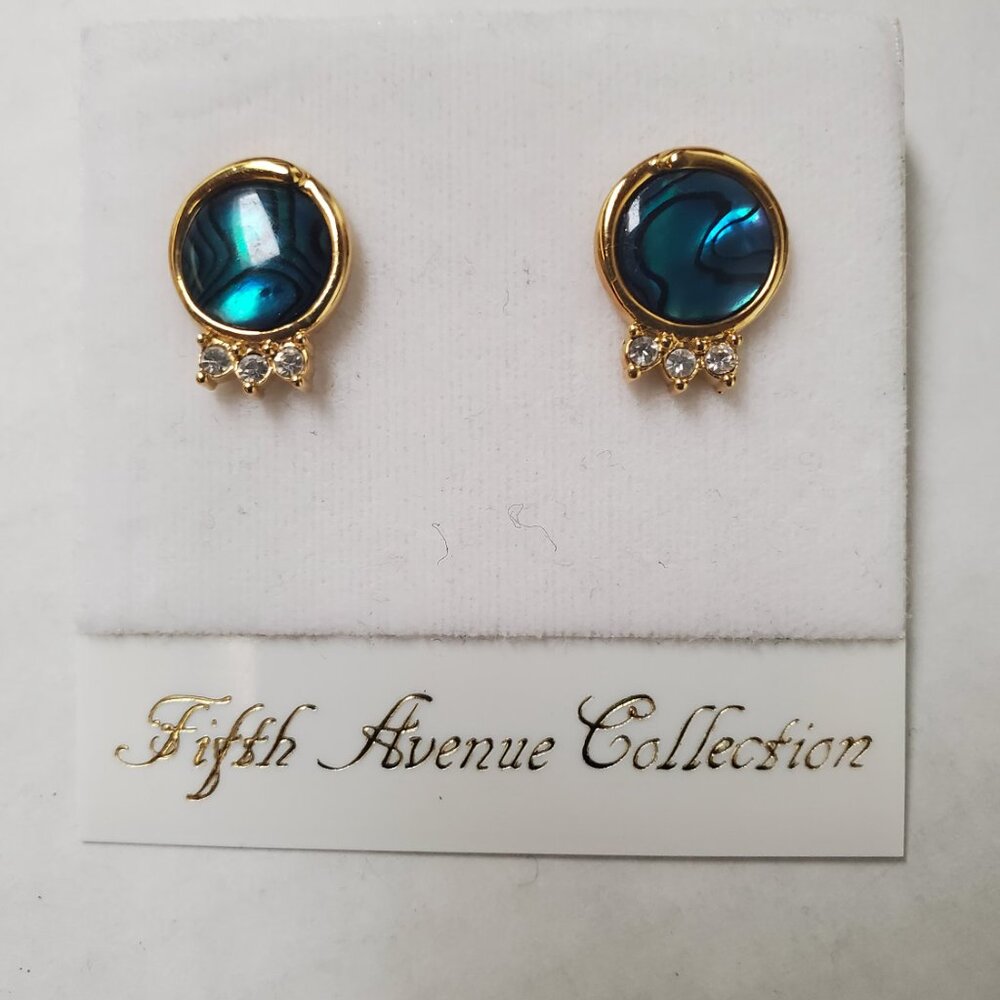 Fifth Avenue Collection (Butler) Genuine Paua Shell 14K Post Earrings